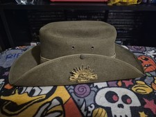 WWII Australian Military Forces Original Slouch Hat w/ Rising Sun Badge Bardsley picture