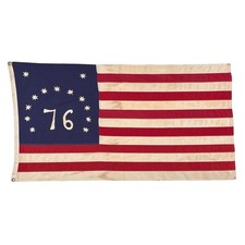 Vintage Cotton Embroidered Bennington 76 American Flag Old USA Sewn Cloth Art picture