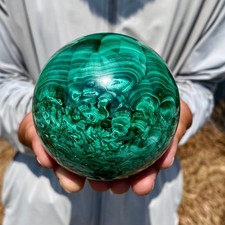 2.55LB Rare Natural Malachite quartz hand Carved sphere Crystal Healing picture