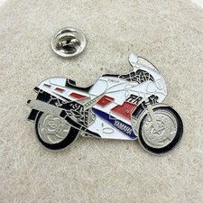 Vintage Silver Tone Enamel Yamaha FZR 1000 Sports Motorcycle Bike Pin picture