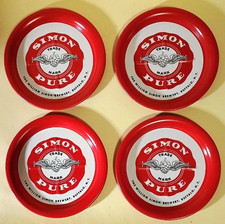Vintage Lot of 4 1960’s Simon Pure Tin Tip Tray Metal Coasters 3.5