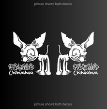 Psycho Chihuahua Dog Mini-Doggy Puppy Beware Teacup (2) Decals Stickers 6.5