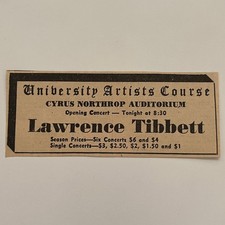Cyrus Northrop Auditorium Lawrence Tibbett 1935 Minneapolis Theatre Ad SAG7-M12 picture