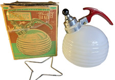 Antique NOS 1940s McKee Range-Tec Milk Glass Tea Kettle Jeannette PA Art Deco picture
