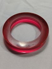 Vintage Lucite Bakelite ? Chunky Cranberry Red Bangle  Bracelet 3 3/4”  picture