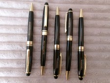 5 USMC Marine Corps Ball Point Pens New Black Ink in PLastic Sleeve picture