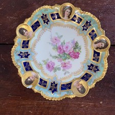 Vintage RS Prussia Viersa Porcelain 8 1/2 Inch Floral Cobalt Gold Plate Has Chip picture