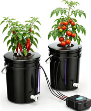 2 Buckets 5 Gallon DWC Hydroponic System, Built-In Drain Tap, Top Drip Kit with picture