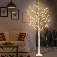 6FT Artificial Lighted Birch Tree Fairy Lights Faux Tree Xmas Party Home Decor picture