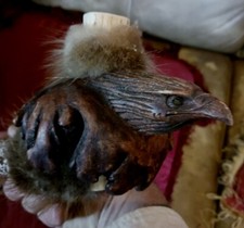 **AWESOME OLD  NATIVE AMERICAN  CEREMONY PIPE ANTLER BOWL CARVED  BURL RARE** picture