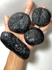 4 pcs Large Tektites Indochinite - shiny black Tektites Glass Stone Rare Genuine picture
