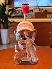 2026 New Starbucks Bearista Bear Cup Tumblers Strawberry Topper Baseball cap picture
