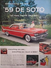 1959 vintage DeSoto automobile print ad, red vehicle beautiful colors picture