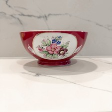 Kuznetsov Gardner Imperial Russian Porcelain Bowl Red Floral Antique c1900 picture