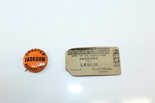 Antique 1910 Ticket Stub Michigan United Railways & A Jackson Pinback picture