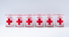 Vintage Culver Thirst Aid Red Cross Frosted Lowball Glasses Set of 6 MCM READ picture