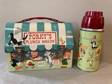EXCELLENT Vintage 1959 PORKY'S LUNCH WAGON Lunch Box & THERMOS, Warner Bros. picture
