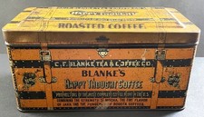 Early Vintage Blanke's Happy Thought Coffee Tin St. Louis, NYC and Chicago picture