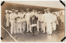 c1910s US Navy King Neptune Crossing Line Ceremony Sailors RPPC AZO Photo picture