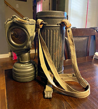German Navy Gas Mask complete w/ Canister Haller 1940 Kriegsmarine Named picture