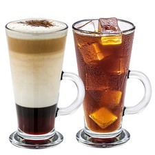 Crystalia Irish Coffee Glasses Set Of 2 Latte Mugs Handle Clear Tall Glasses picture