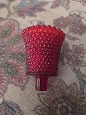 Vtg Frosted Red Hobnail Glass Peg Votive Cup Candle Holder Sconce Ruby Red 3.5” picture