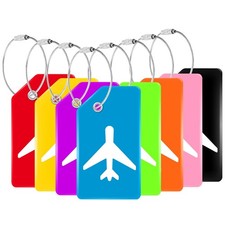 8 Pack Silicone Luggage Tag, Stainless Loop Name ID Card for Suitcases, Airplane picture