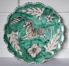LOVELY RETRO VIETRI POTTERY - VINCENZO PINTO ITALIAN CERAMIC PLATE ZEBRA DESIGN picture
