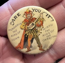 RARE Early SIOUX CITY KING OF CORN Celluloid Button c1898 *EX* picture