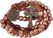 St Michael Paracord Rosary Heavy Duty  Rosary Alloy Beads Corded Necklace 20