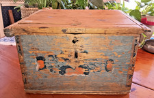 Antique Pennsylvania Dutch (Blue, Red, Black) Decorated Wood Bible Box picture