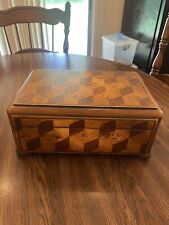 Vintage Theodore Alexander Wooden Parquetry Box Cube Design Hand Made picture