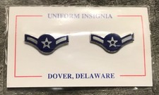 USAF US Air Force Airman Rank Insignia Stripes Metal Pair Current Packaged picture