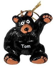 TOM     Personalized    'Waving' BLACK BEAR Ornament    1.75