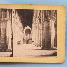 Stereoview Card 3D 1880 Peterborough Cambridge Cathedral Inside Photogravure picture