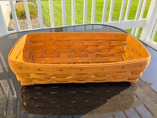 Longaberger 1995 Bread Cracker Basket w/ 1 Woodcraft Divider 14.5” x 8” - GREAT picture
