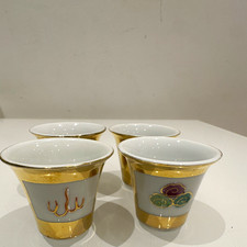 Vintage 22K Gold Dragon Phoenix Porcelain Tea Cups Chinese Art Chinoiserie Decor picture
