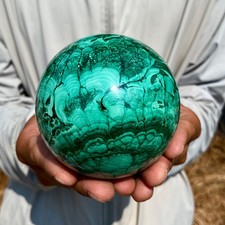 2.4LB Rare Natural Malachite quartz hand Carved sphere Crystal Healing Gem ball picture