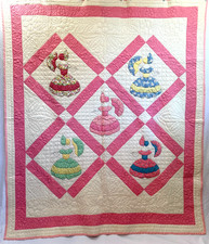 Gorgeous Handmade Vintage 1930s Appliqué Southern Belles Quilt  70