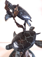 SPI Large Sea Turtle Duet bronze/brass sculpture picture