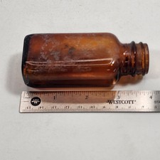 Vintage 1933 Owens-Illinois Company Brown Glass Embossed Bottle Old Unrestored picture
