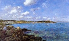 Oil painting The-Bay-of-Douarnenez1-1897-Eugene-Louis-Boudin-Oil-P impressionism picture