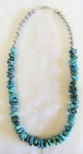 Old Navajo Indian Silver Bench & Kingman Royston Turquoise Nugget Beads Necklace picture