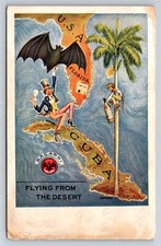 Advertising Postcard Bacardi Run Uncle Sam Bat Flying From Desert 1910s Q31 picture