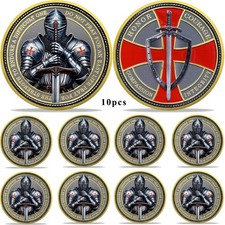 10pcs 3D Knights Templar Christian Challenge Coin Religious Red Cross Faith Coin picture