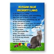 RUSSIAN BLUE Cat Property Laws Fridge Magnet Funny picture