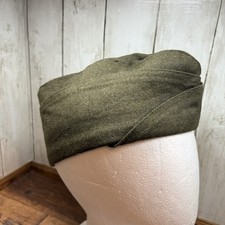 Post WW2 1946 US Military Overseas Garrison Side Cap No Piping Wool 7-1/8 Green picture