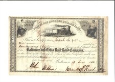 Excellent Johns Hopkins ~ Signed /Autographed 1856 B&O RR Stock Certificate  picture