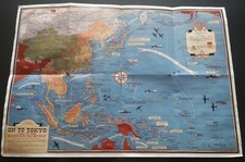 1941 WW2 USA AMERICA JAPAN EMPIRE ASIA PACIFIC WAR MAP SHIP PROPAGANDA POSTER picture