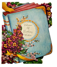 Vintage 1953 Sterling Chicago Die Cut Birthday Card Book Floral T-5106 Used picture